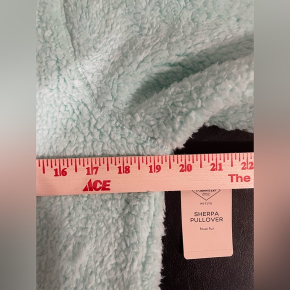 St. Johns Bay Women’s Sherpa Teddy Bear Pullover Top Mock Neck Small (P) Green - Picture 8 of 8